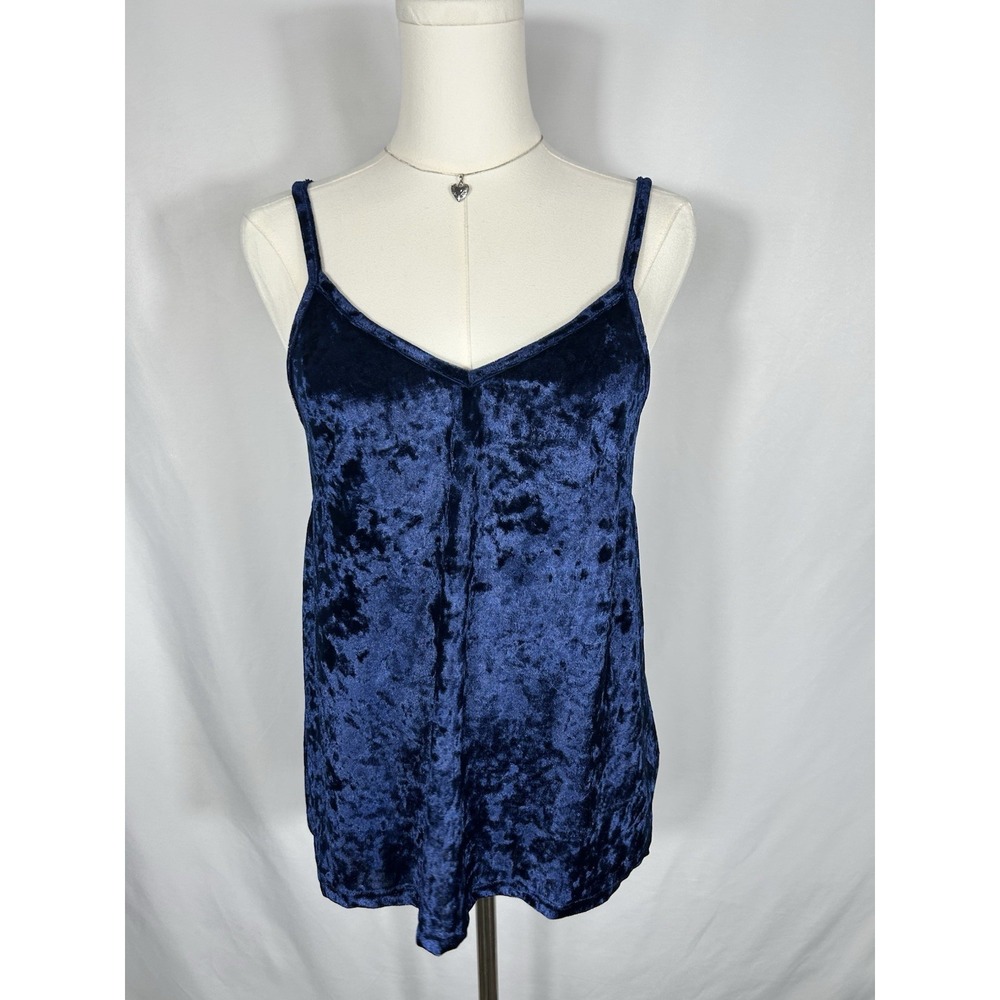 VTG USA‎ Y2K Velvet Whimsigoth Tank Top Cami Size M Blue Celestial Gothic Witchy